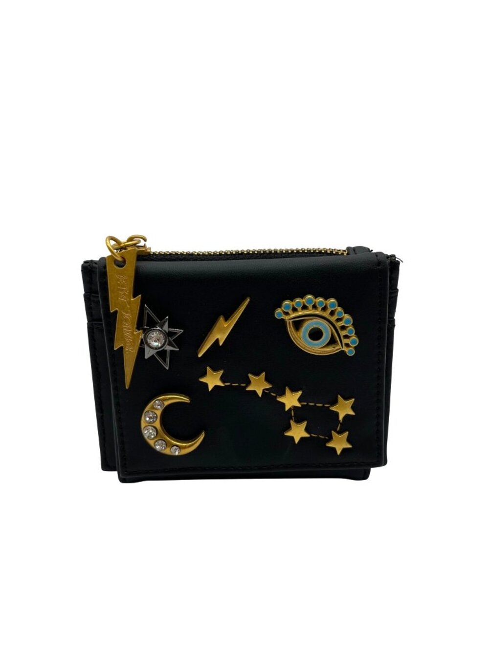 Betsey Johnson Black Faux Leather Mini Celestial Wallet